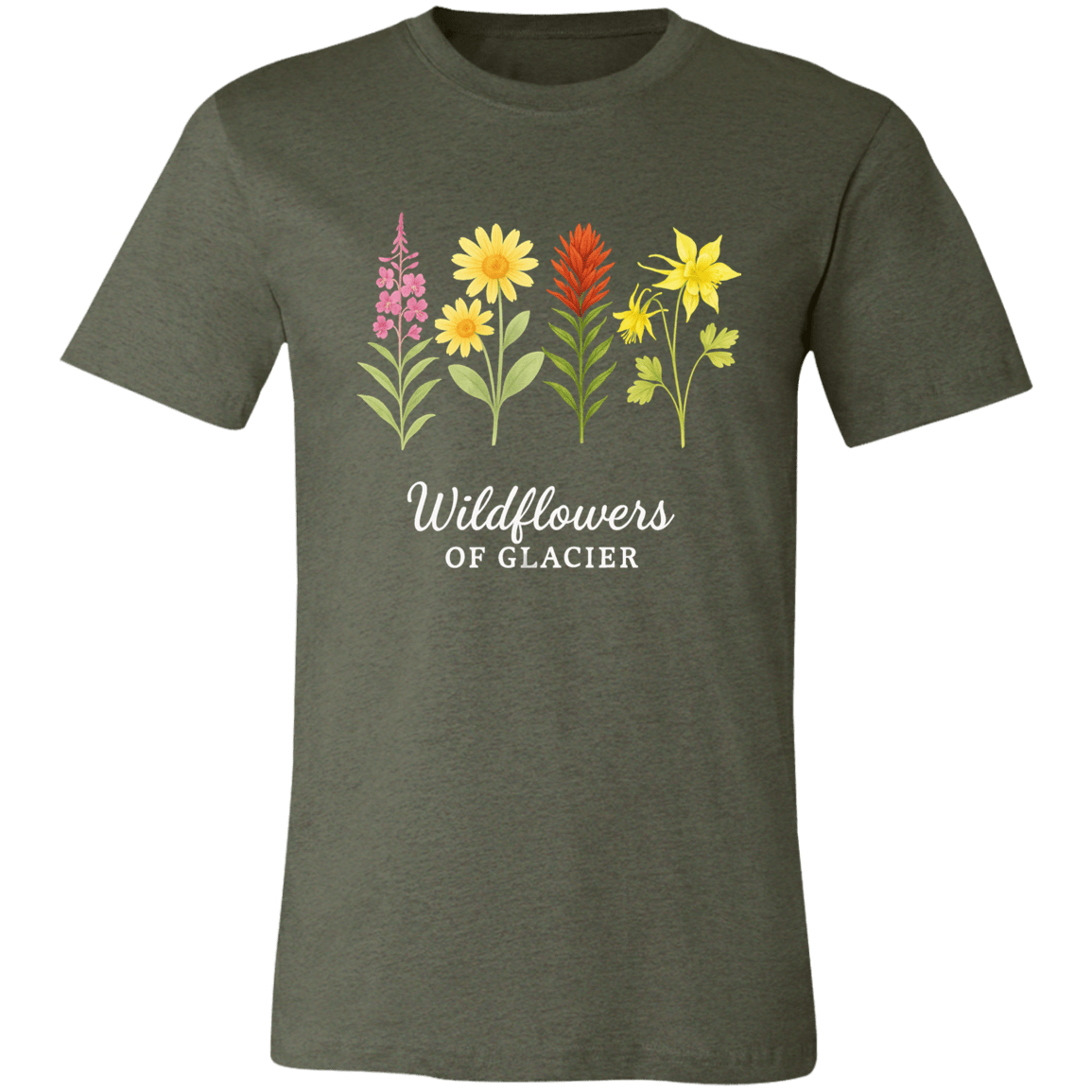 Vintage Glacier Wildflowers of Montana T-Shirt – Unisex Eco Cotton Tee - Lazy Rockin H Ecom
