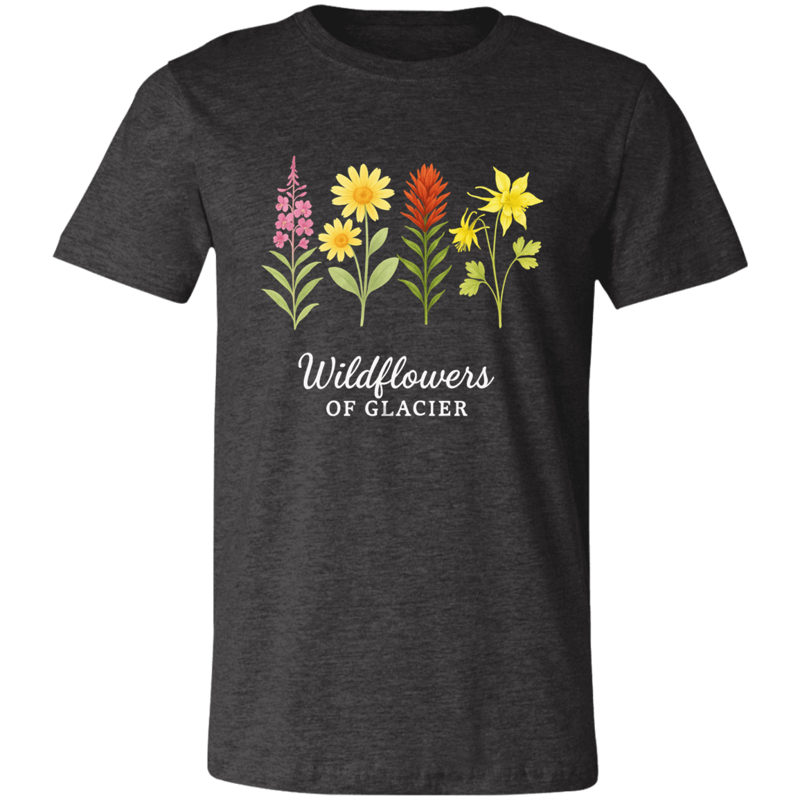 Vintage Glacier Wildflowers of Montana T-Shirt – Unisex Eco Cotton Tee - Lazy Rockin H Ecom