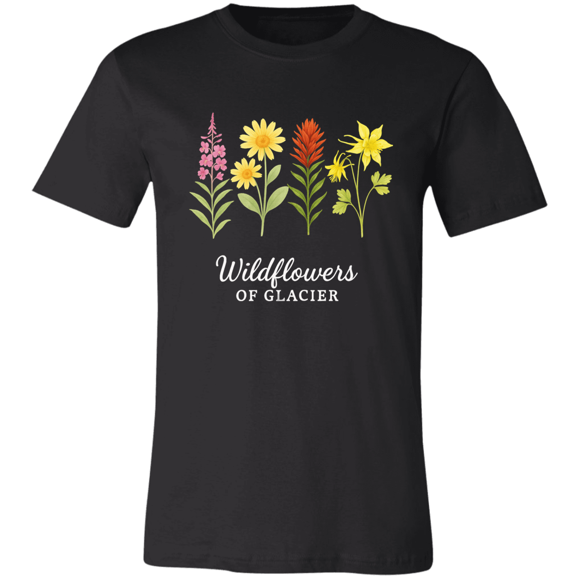 Vintage Glacier Wildflowers of Montana T-Shirt – Unisex Eco Cotton Tee - Lazy Rockin H Ecom