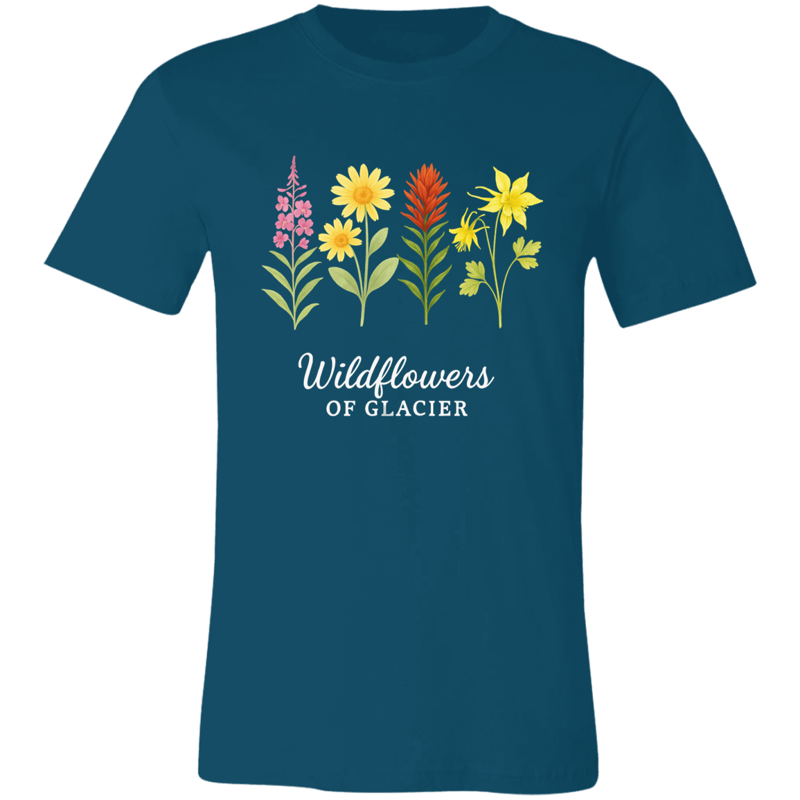 Vintage Glacier Wildflowers of Montana T-Shirt – Unisex Eco Cotton Tee - Lazy Rockin H Ecom