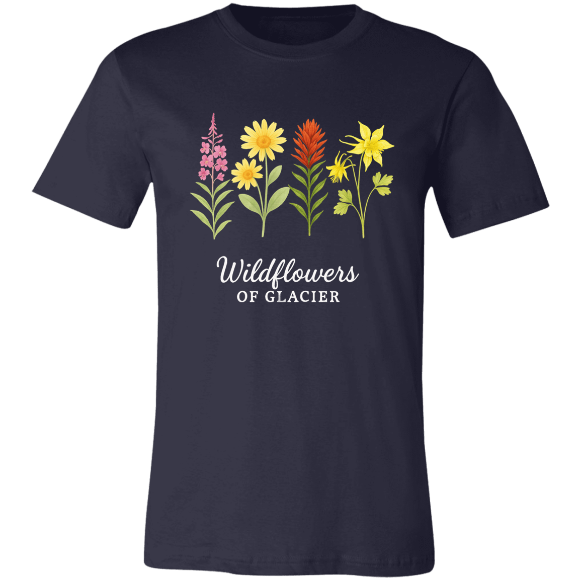 Vintage Glacier Wildflowers of Montana T-Shirt – Unisex Eco Cotton Tee - Lazy Rockin H Ecom