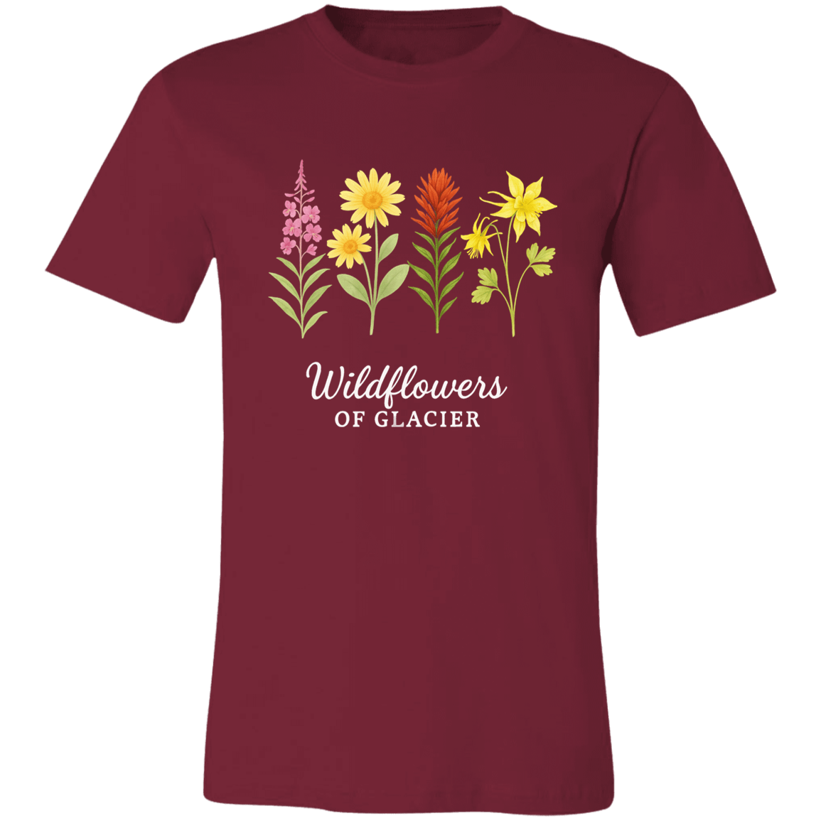 Vintage Glacier Wildflowers of Montana T-Shirt – Unisex Eco Cotton Tee - Lazy Rockin H Ecom