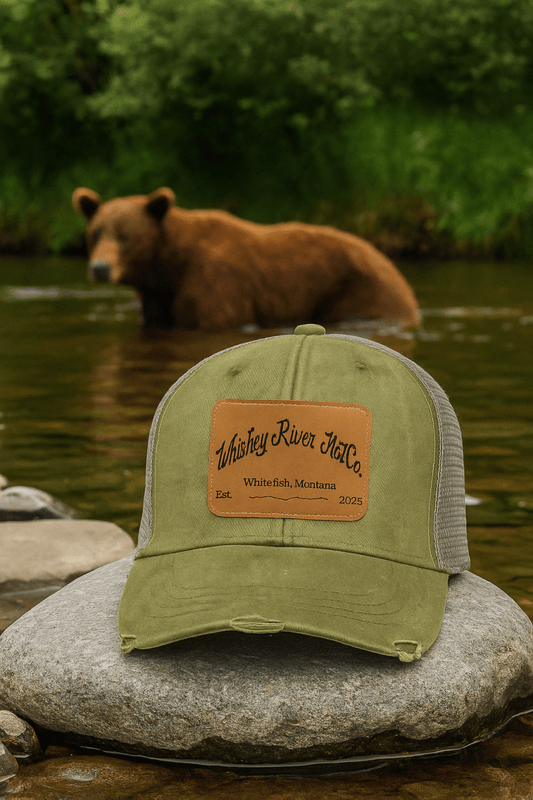 Whiskey River Vintage Mesh - Back Trucker Hat | Whitefish, Montana - Lazy Rockin H Ecom