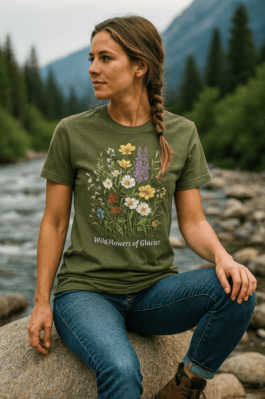 Wildflowers of Glacier Boho Bouquet Tee – Modern Unisex Retail Fit - Lazy Rockin H Ecom