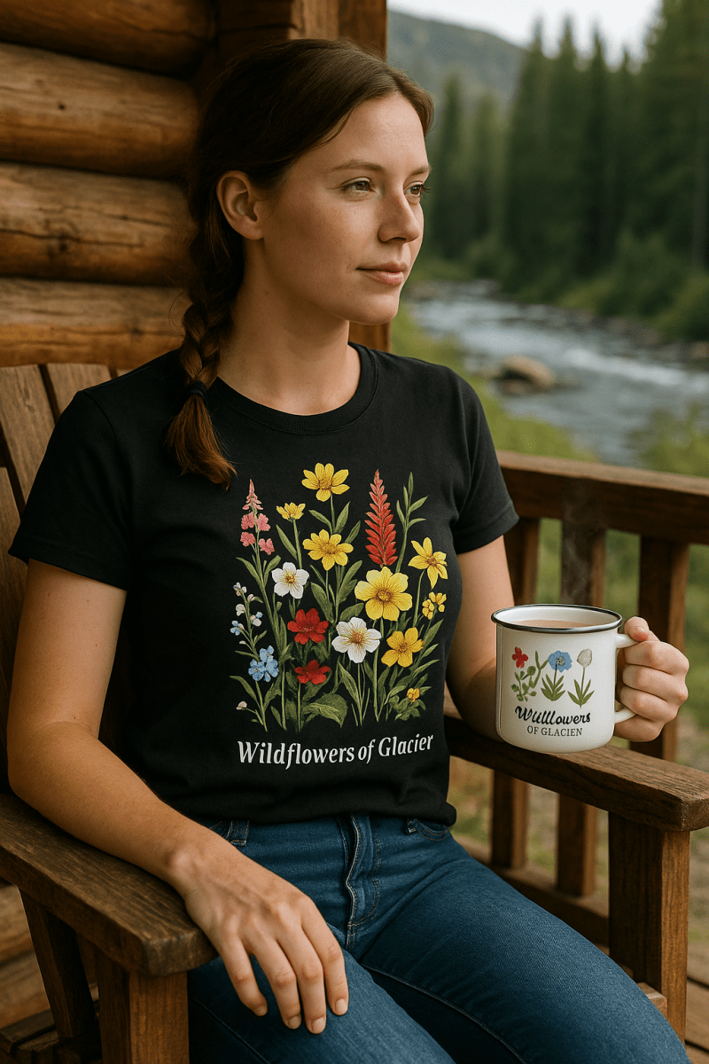 Wildflowers of Glacier Boho Bouquet Tee – Modern Unisex Retail Fit - Lazy Rockin H Ecom