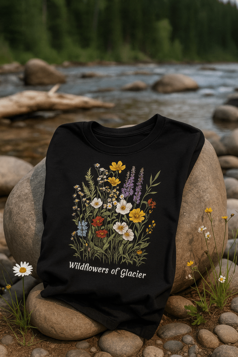Wildflowers of Glacier Boho Bouquet Tee – Modern Unisex Retail Fit - Lazy Rockin H Ecom