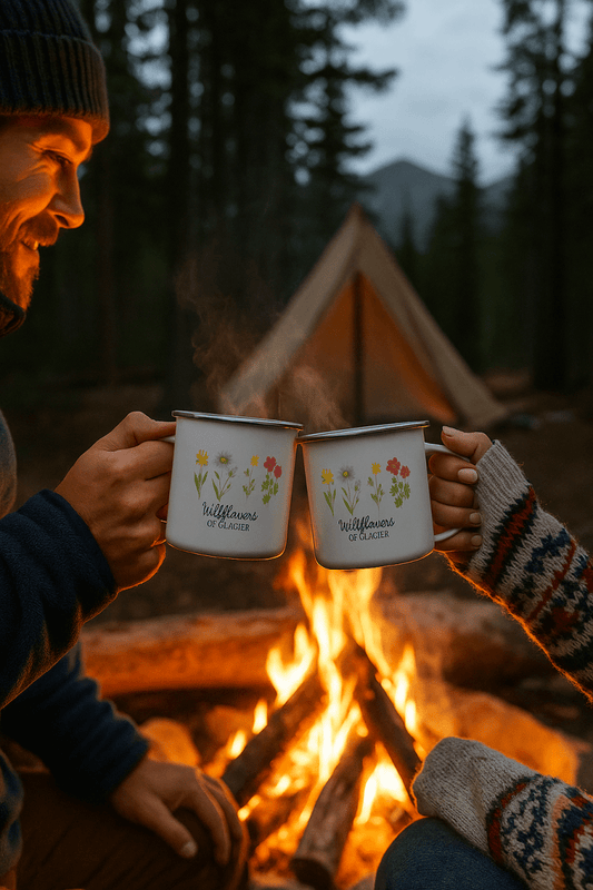 Wildflowers of Glacier™ Enamel Mug –Glacier Lily Edition - Lazy Rockin H Ecom