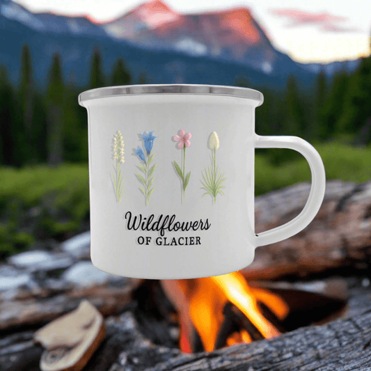 Wildflowers of Glacier™ Enamel Mug – Moss Campion Edition - Lazy Rockin H Ecom
