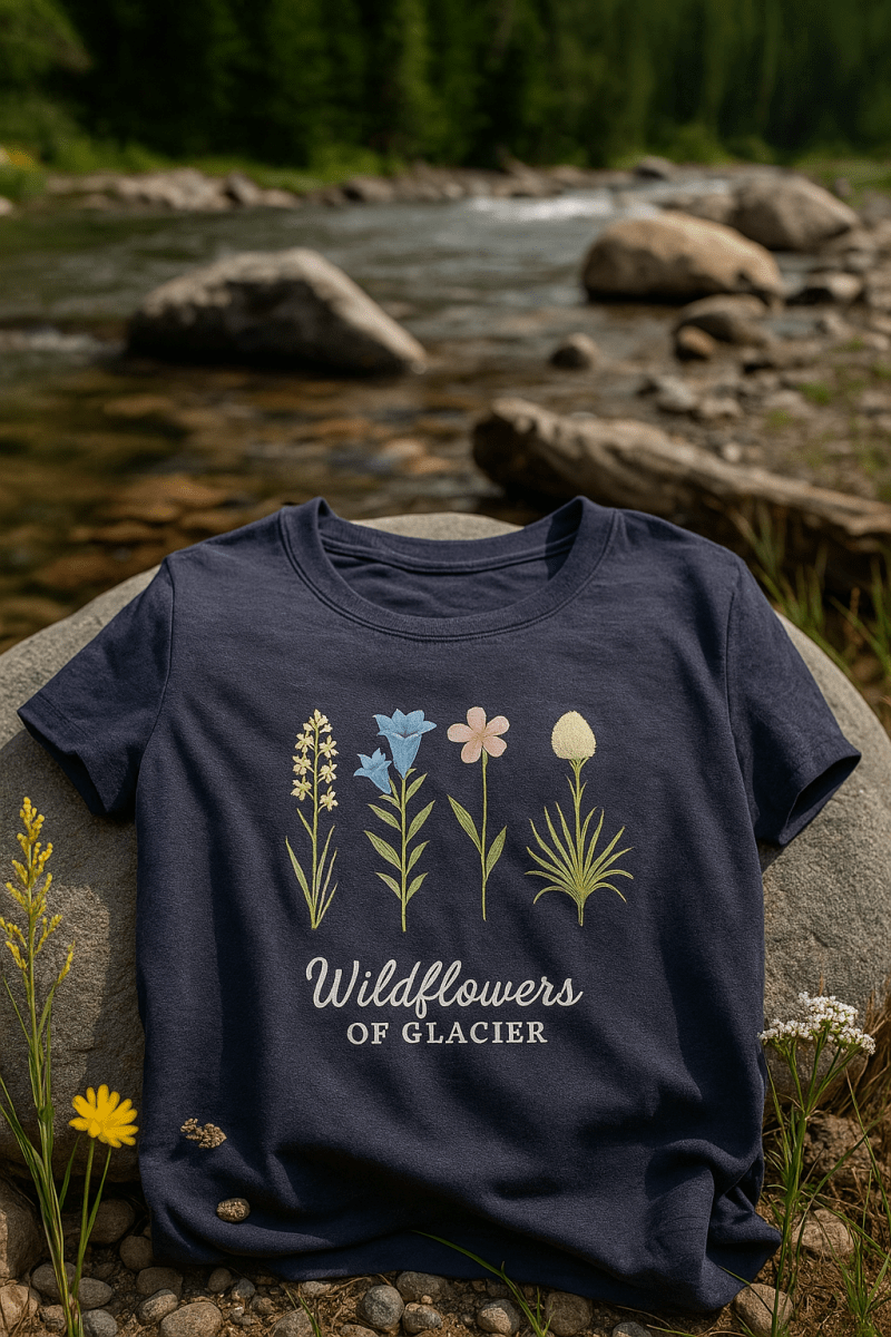 Wildflowers of Glacier White Lily Tee – Vintage Montana Botanical Shirt - Lazy Rockin H Ecom